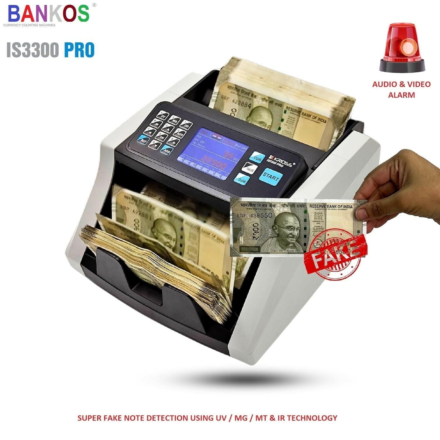 Bankos- IS3300 PRO Mini Note Counting Machine with Fake Note Detection.