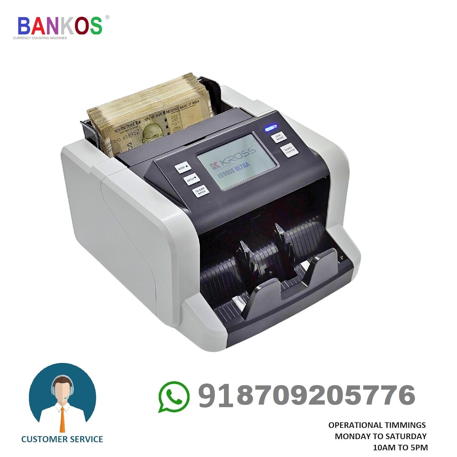 Bankos - 9900 Ultra - CIS Mix Value Note Counting Machine with Touch Screen - Perfect Computer Agencies