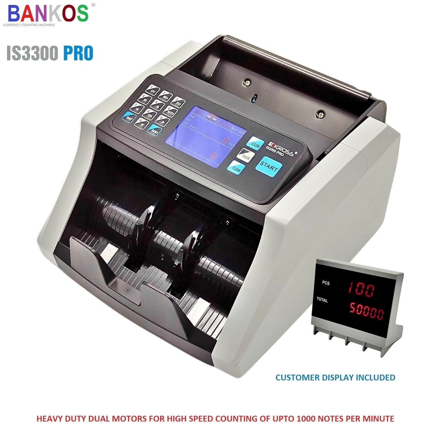 Bankos- IS3300 PRO Mini Note Counting Machine with Fake Note Detection.