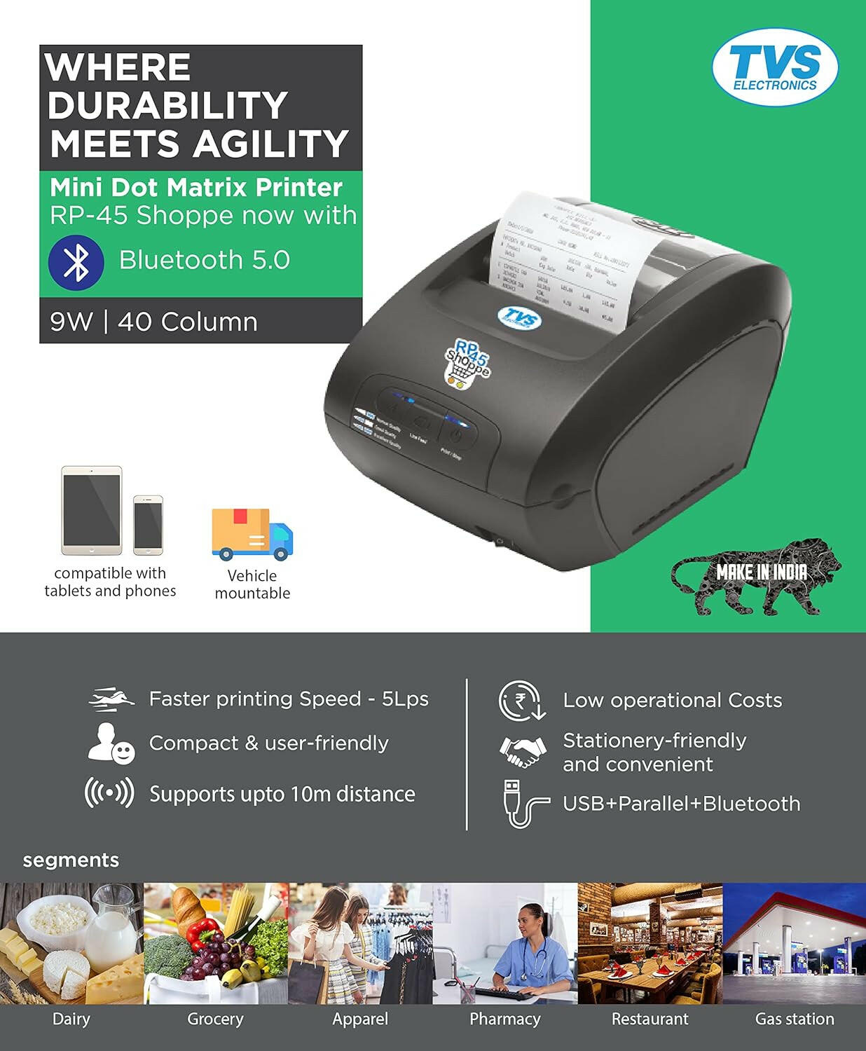 TVS ELECTRONICS RP-45 Shoppe POS Dot Matrix Printer - Perfect Computer Agencies