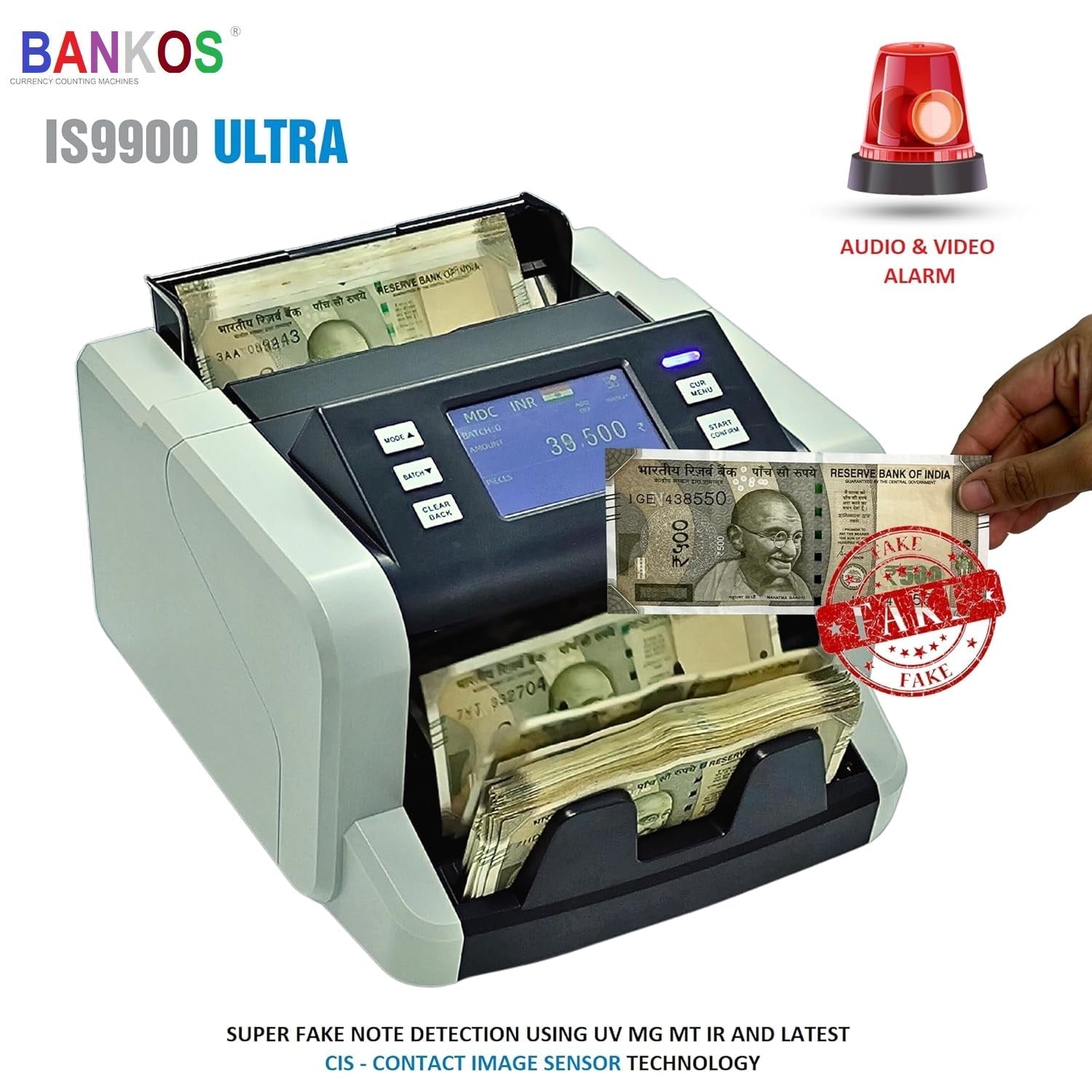 Bankos - 9900 Ultra - CIS Mix Value Note Counting Machine with Touch Screen - Perfect Computer Agencies