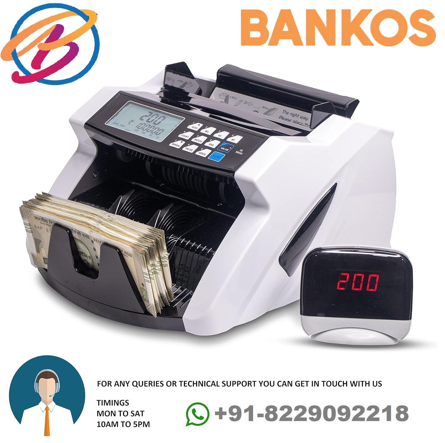 Bankos IS5900 Note Counting Machine with Fake Note Detection. - Perfect Computer Agencies