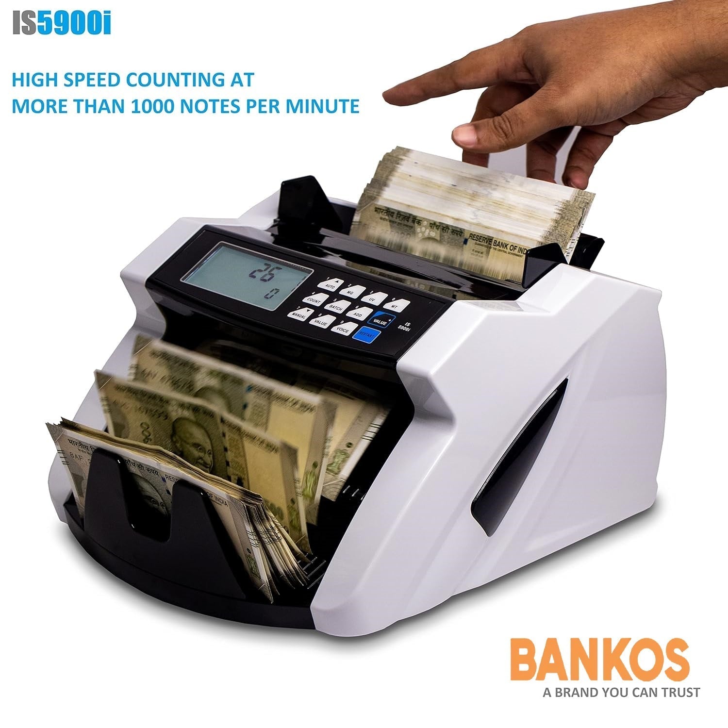 Bankos IS5900 Note Counting Machine with Fake Note Detection. - Perfect Computer Agencies