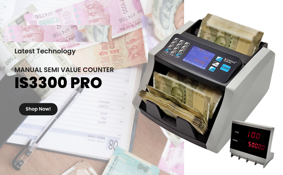 Bankos- IS3300 PRO Mini Note Counting Machine with Fake Note Detection.